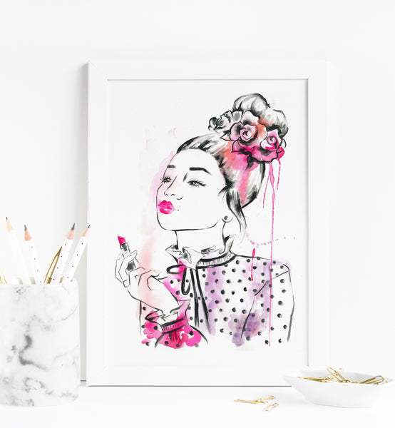 Lipstick Babe Art Print