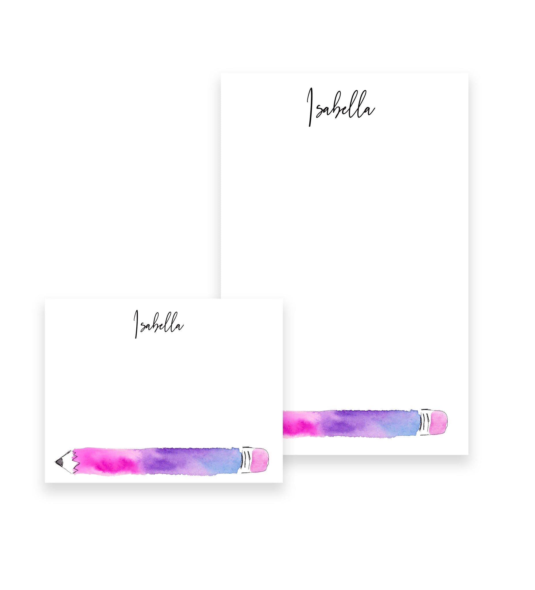 Watercolor Pencil Personalized Stationery Desk Set