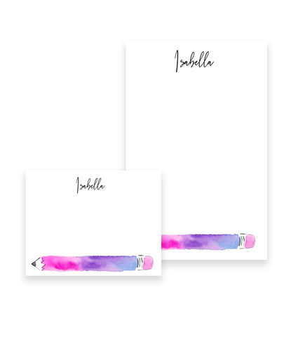 Watercolor Pencil Personalized Stationery Desk Set