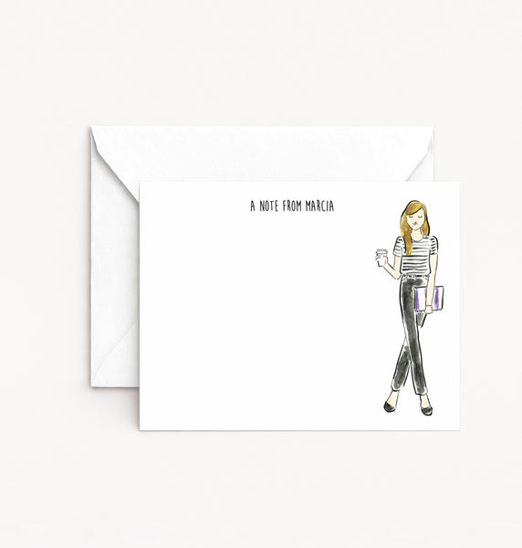 Striped Tee Girl Personalized Stationery