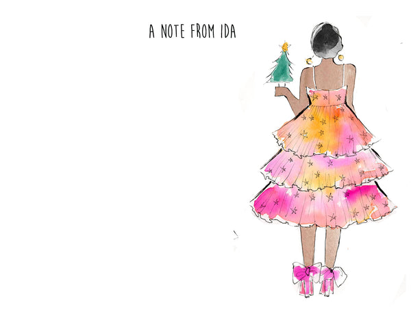 Twinkle Holiday Dress Girl Personalized Stationery