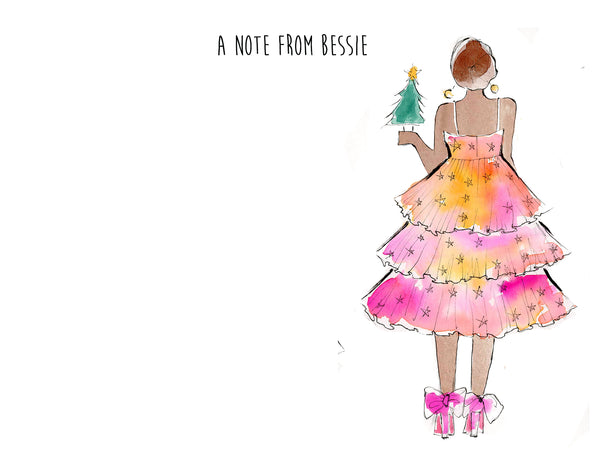 Twinkle Holiday Dress Girl Personalized Stationery