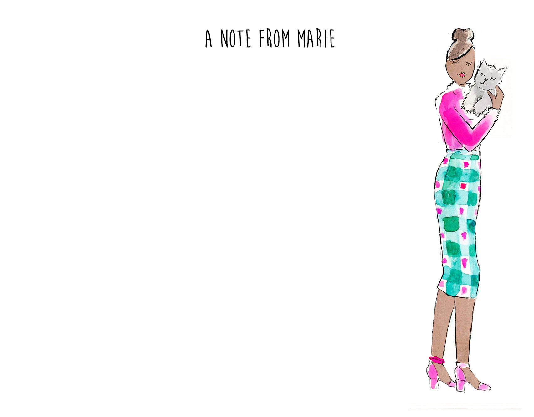 Holiday Kitty Cat Girl Personalized Stationery