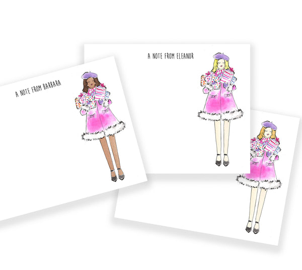 Christmas Present Girl Personalized Stationery