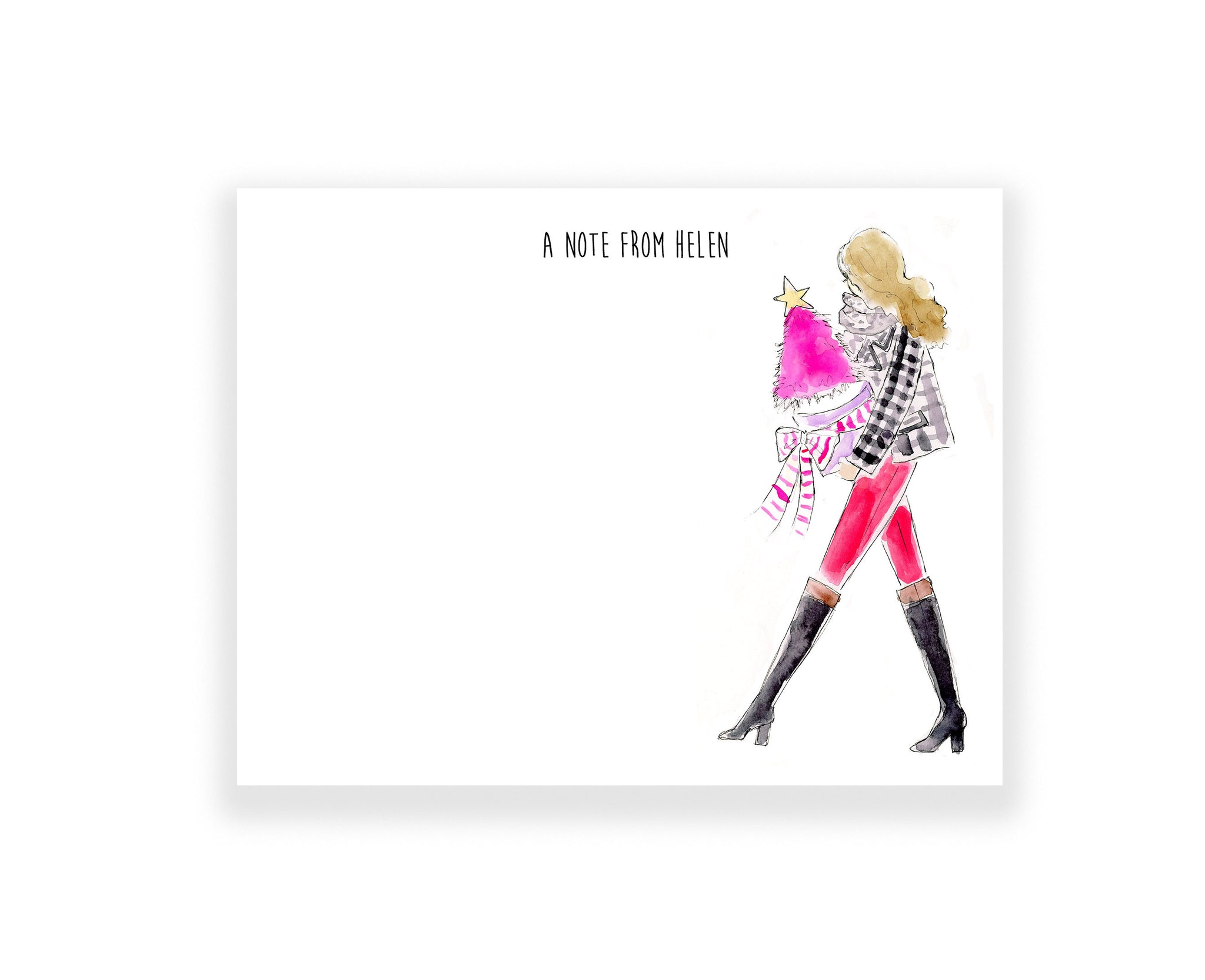 Pink Christmas Tree Personalized Stationery