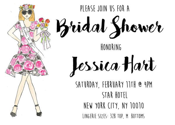 Flower Bride Bridal Shower Invitations