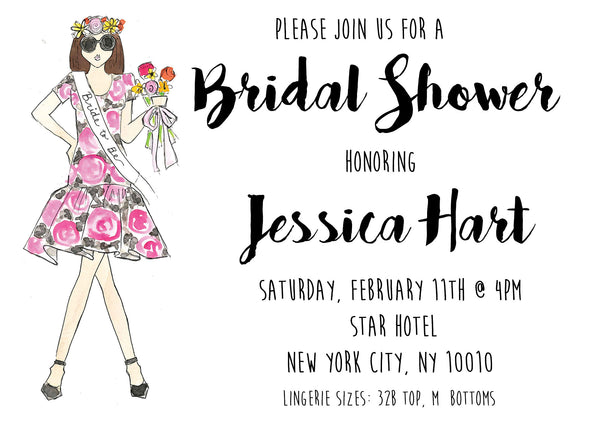 Flower Bride Bridal Shower Invitations