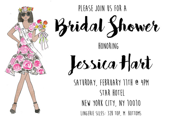 Flower Bride Bridal Shower Invitations