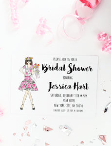 Flower Bride Bridal Shower Invitations Lacee Swan Flower Bride Bridal Shower Invitations Lacee Swan