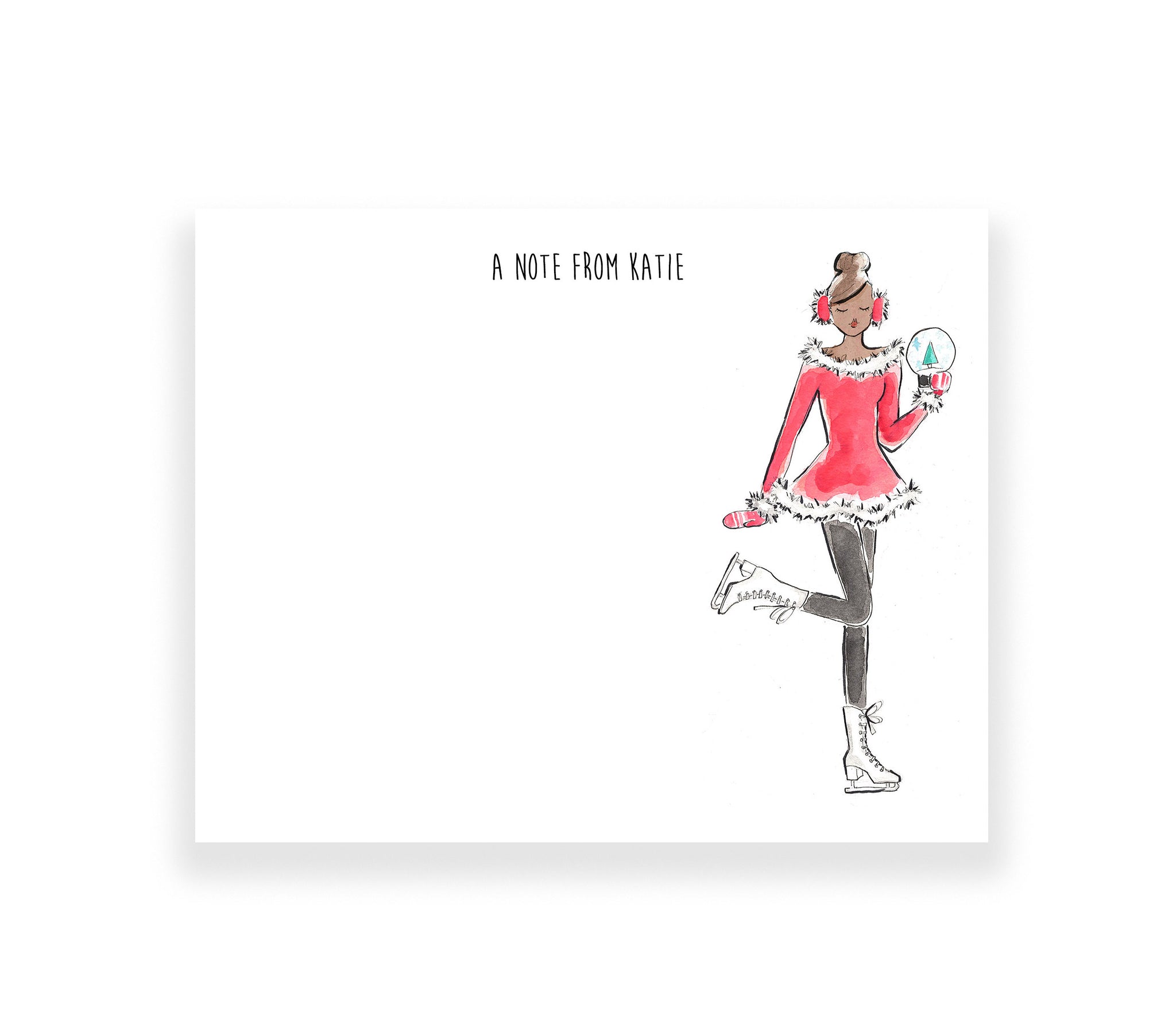 Holiday Ice Skating Girl Personalized Stationery