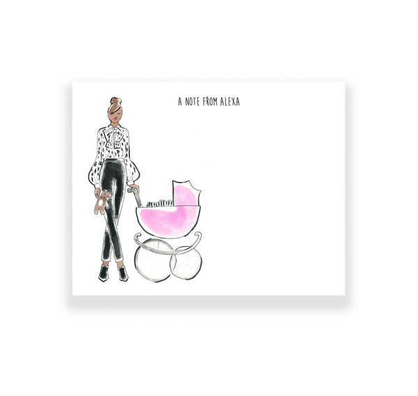 Mama + Baby Pink Personalized Stationery