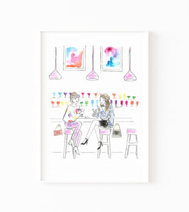 Martinis with Friends Watercolor Art Print