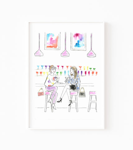 Martinis with Friends Watercolor Art Print