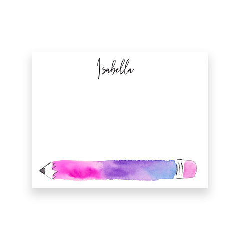 Watercolor Pencil Personalized Stationery