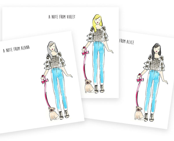 Dog Mom in Gingham +Jeans Personalized Stationery