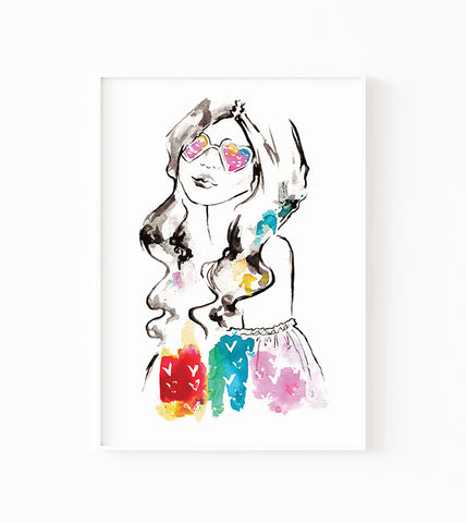 Forever Summer Watercolor Fashion Illustration Print