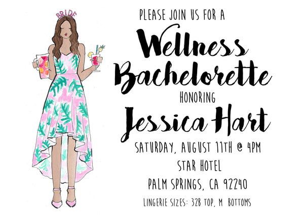 Tropical Wellness Bachelorette Shower Invitations