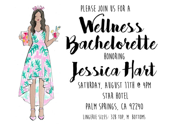 Tropical Wellness Bachelorette Shower Invitations