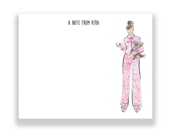 Valentine Pajama Girl Personalized Stationery