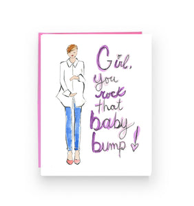 Girl You Rock that Baby Bump! Baby Shower Greeting Card(Ready to Ship)