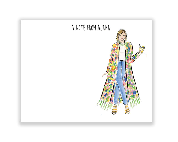 Floral Jacket Girl Personalized Stationery