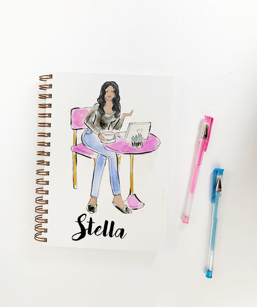 Pink Cafe Girl Personalized Journal