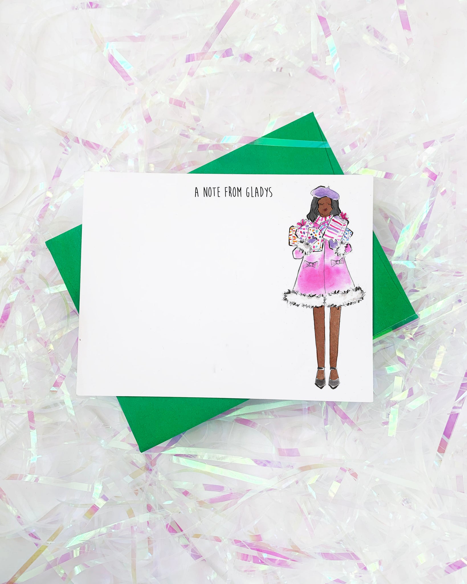 Christmas Present Girl Personalized Stationery
