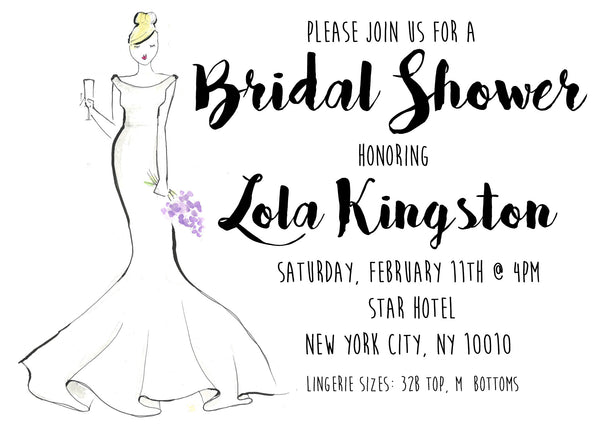 Classic Bride Bridal Shower Invitations