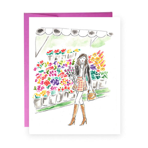 WHOLESALE: Flower Market Girl Greeting Card
