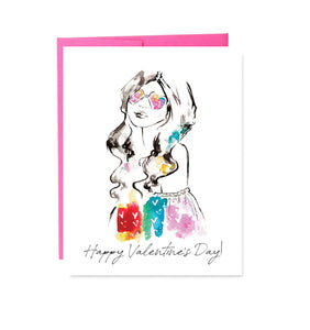 Heart Sunnies Happy Valentine's Day Girl Card