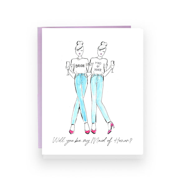 Will you be my Bridesmaid Greeting Card | Denim Girls (Ready to Ship)