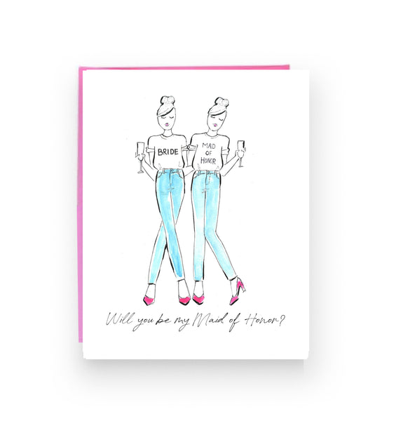 Will you be my Bridesmaid Greeting Card | Denim Girls (Ready to Ship)