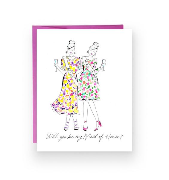 Will you be my Maid of Honor Greeting Card | Floral Girls (Ready to Ship)
