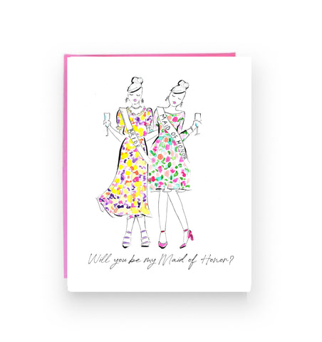 Will you be my Maid of Honor Greeting Card | Floral Girls (Ready to Ship)