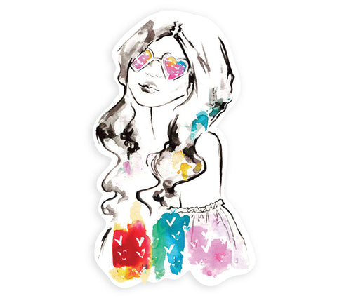 Rainbow Summer Girl Sticker