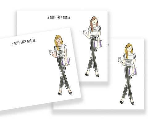 Striped Tee Girl Personalized Stationery